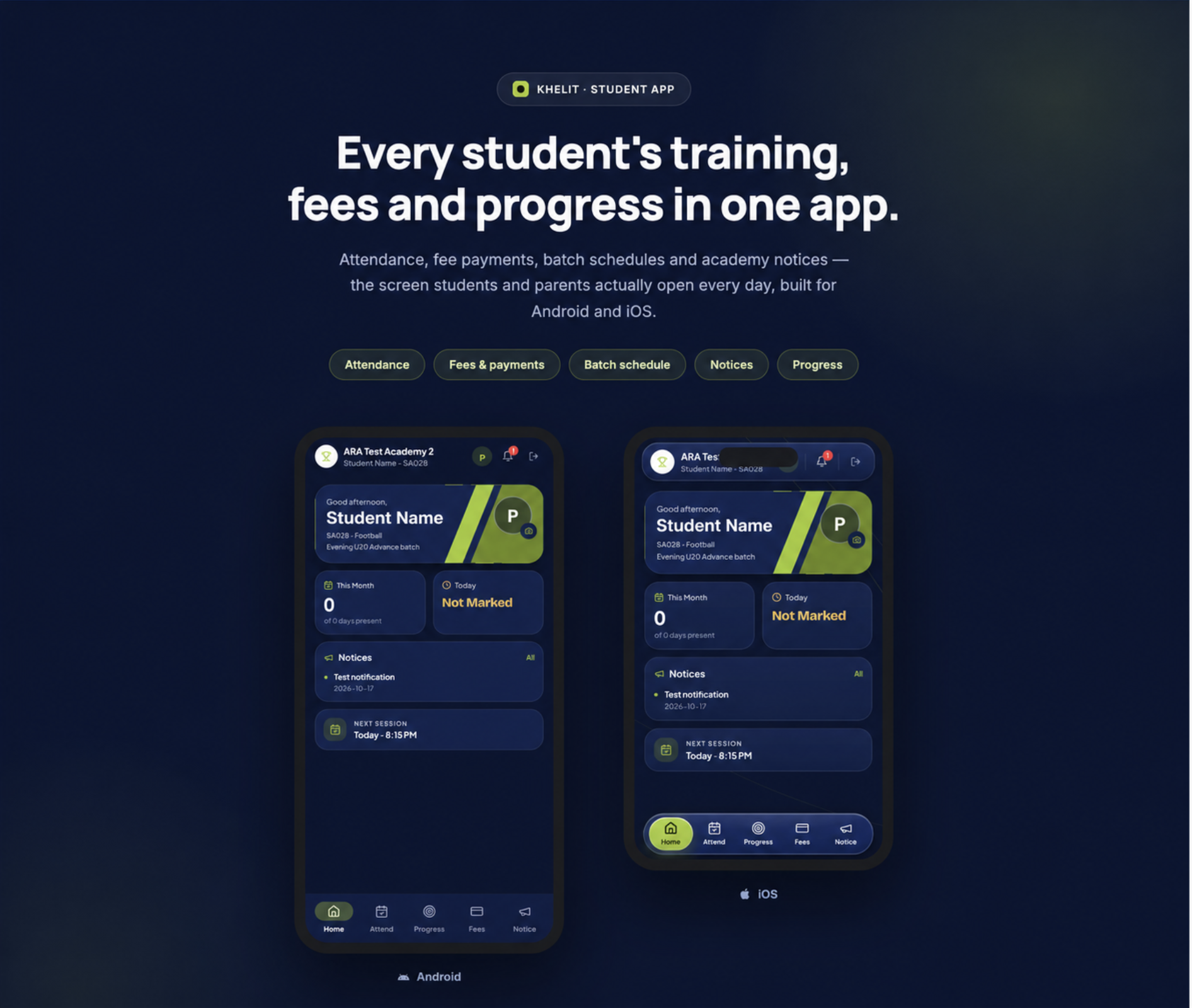 ARA Ahmedabad — Khelit Student App